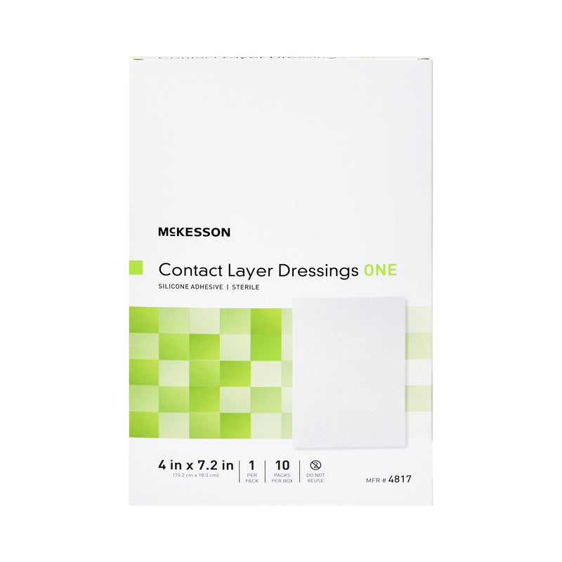 McKesson Silicone Wound Contact Layer Dressing, 4 x 7-2/5 Inch, 1 Box of 10 () - Img 2