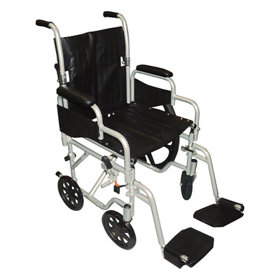 drive™ Poly-Fly High Strength Lightweight Wheelchair / Flyweight Transport Chair, Black with Silver Finish, 1 Each (Mobility) - Img 2