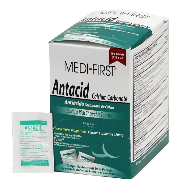 Medi-First® Calcium Carbonate Antacid, 1 Box of 125 (Over the Counter) - Img 1