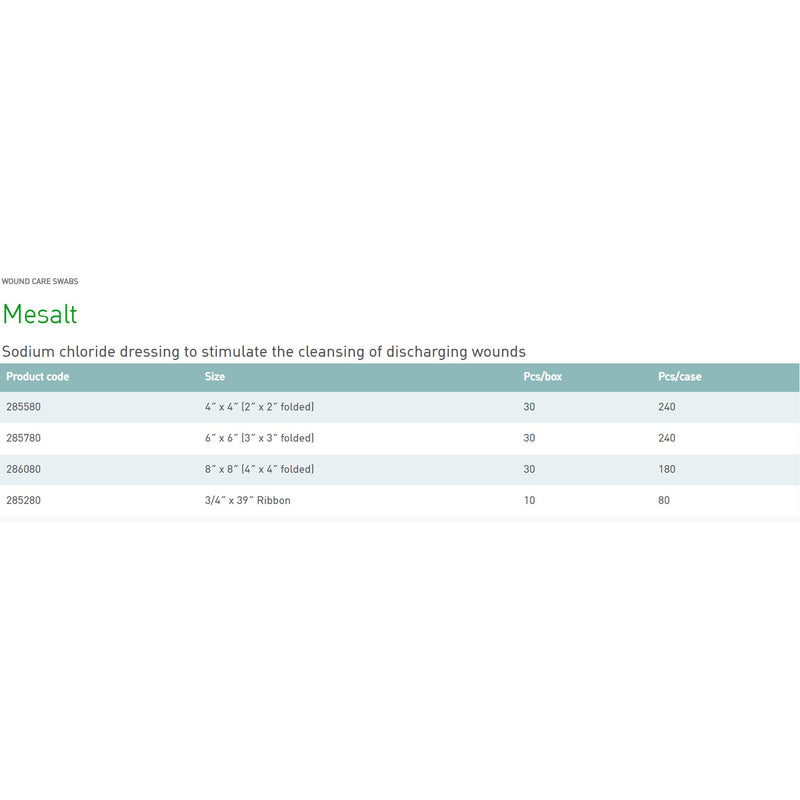 Mesalt® Sodium Chloride Impregnated Dressing, 4 x 4 Inch / 2 x 2 Inch Folded, 1 Case of 240 (Advanced Wound Care) - Img 4