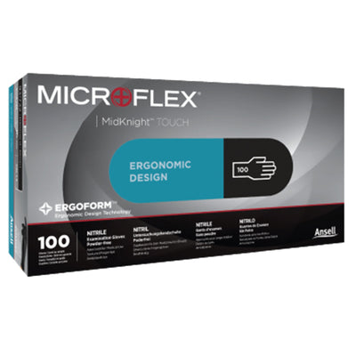 Microflex® MidKnight™ Touch 93-733 Nitrile Exam Glove, Small, Black, 1 Case of 1000 () - Img 2