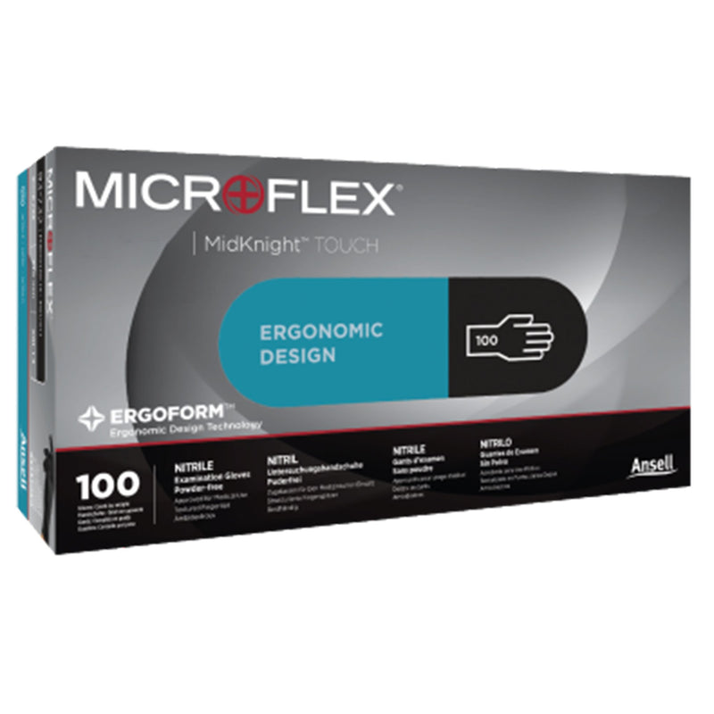 Microflex® MidKnight™ Touch 93-733 Nitrile Exam Glove, Small, Black, 1 Case of 1000 () - Img 2