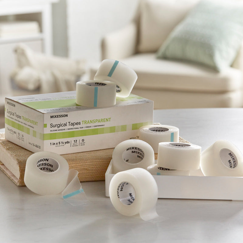 McKesson Silicone Medical Tape, 1 Inch x 5-1/2 Yard, Transparent, 1 Box of 12 (General Wound Care) - Img 5