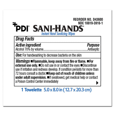 Sani-Hands Hand Sanitizing Wipes, Ethyl Alcohol, Unscented, 5 X 8 Inch, 1 Case of 1000 (Skin Care) - Img 2