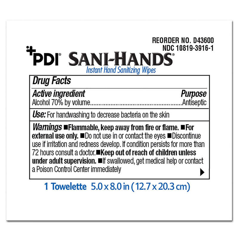 Sani-Hands Hand Sanitizing Wipes, Ethyl Alcohol, Unscented, 5 X 8 Inch, 1 Box of 100 (Skin Care) - Img 2