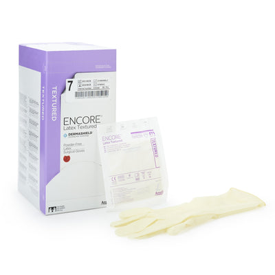 Encore® Latex Textured Surgical Glove, Size 7, Ivory, 1 Box of 50 () - Img 1