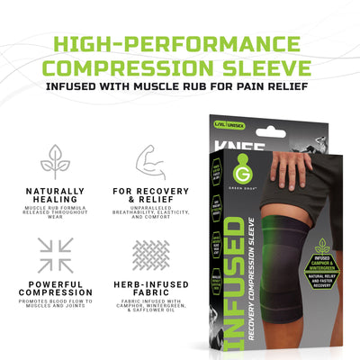 Green Drop Knee Compression Sleeve - Infused Injury Support, S/M, 1 Box of 48 (Immobilizers, Splints and Supports) - Img 5