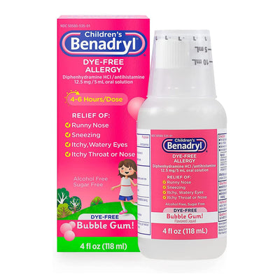 Children's Benadryl® Bubble Gum Flavor Children's Allergy Relief, 1 Each (Over the Counter) - Img 1