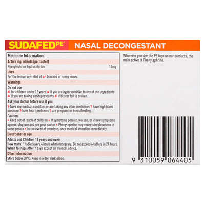 Sudafed PE Nasal Decongestant, 1 Bottle (Over the Counter) - Img 3