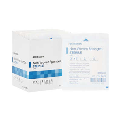 McKesson Sterile Nonwoven Sponge, 3 x 3 Inch, 1 Box of 40 (General Wound Care) - Img 1