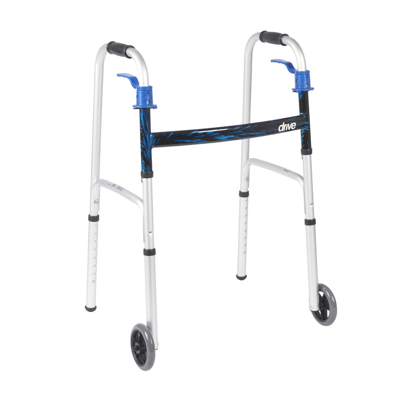 drive™ Aluminum Dual Release Folding Walker, 32 – 39 Inch Height, 1 Each (Mobility) - Img 3