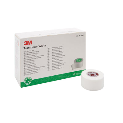 3M™ Transpore™ Plastic Medical Tape, 1 Inch x 10 Yard, White, 1 Roll (General Wound Care) - Img 1