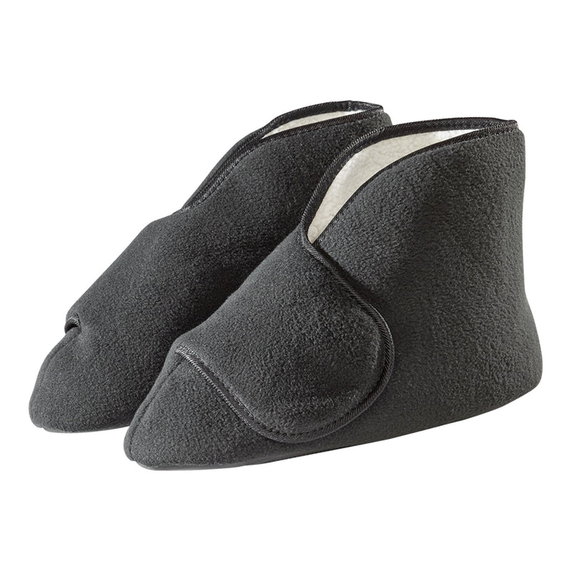 Silverts® Deep and Wide Diabetic Bootie Slippers, Black, X-Small, 1 Pair (Slippers and Slipper Socks) - Img 1