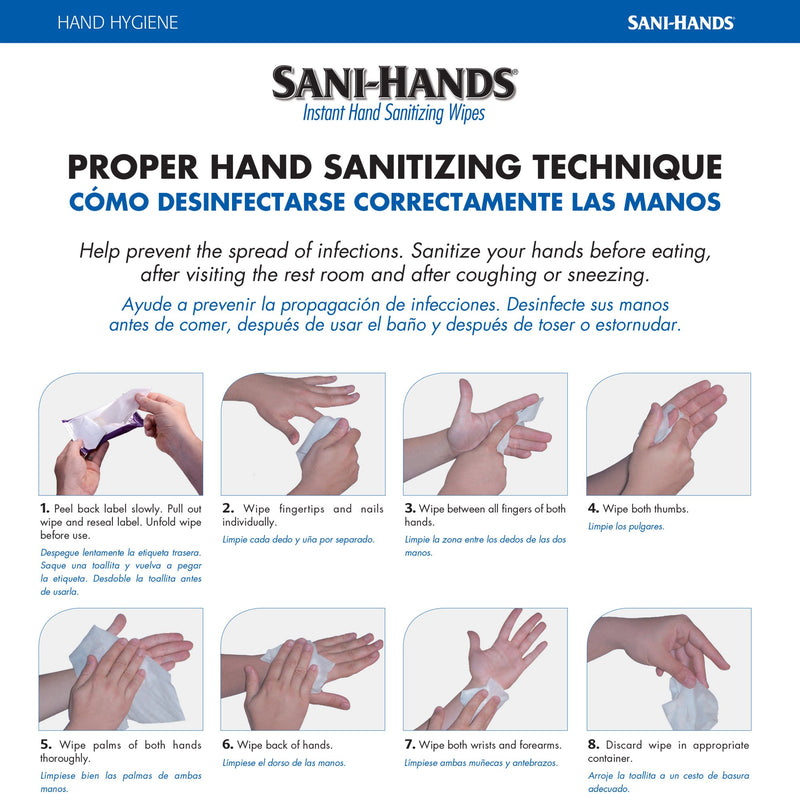 Sani-Hands Hand Sanitizing Wipes, Ethyl Alcohol, Scented, 5½ x 8.4 Inch Soft Pack, 1 Pack (Skin Care) - Img 3