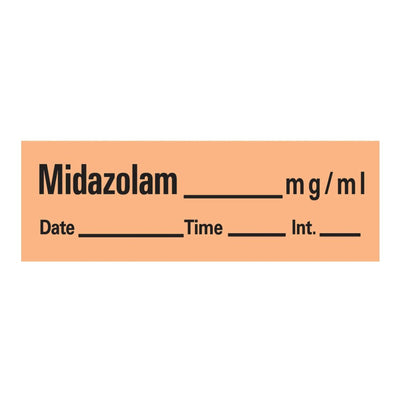 Timemed Anesthesia Label Tape, Midazolam, 1/2 x 1-1/2 Inch, 1 Roll (Labels) - Img 1