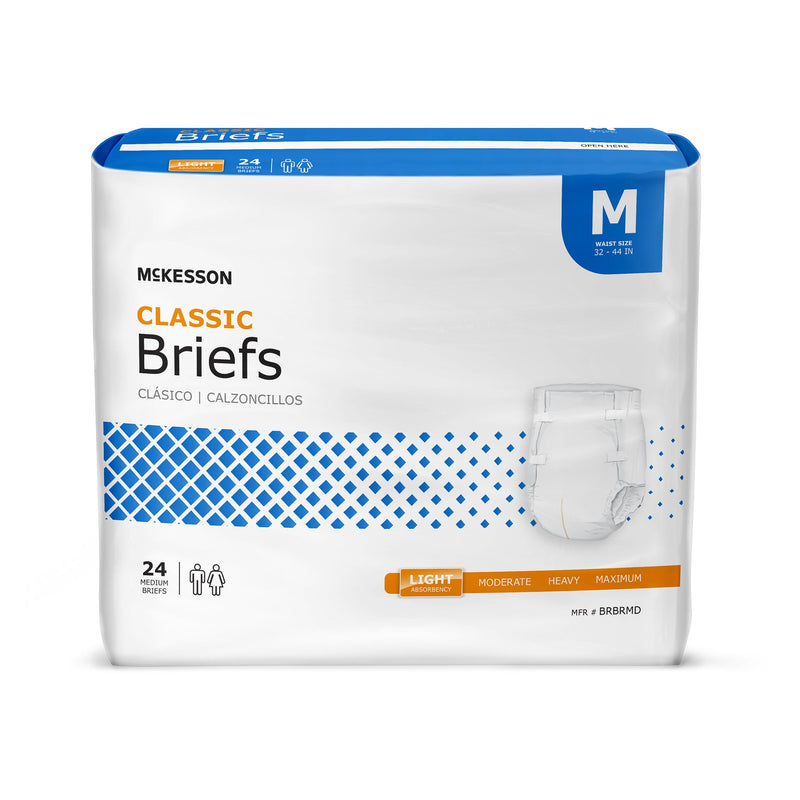 McKesson Classic Light Absorbency Incontinence Brief, Medium, 1 Bag of 24 () - Img 1