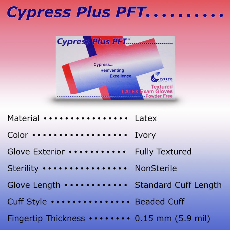 Cypress Plus® PFT Latex Standard Cuff Length Exam Glove, Medium, Ivory, 1 Box of 100 () - Img 2