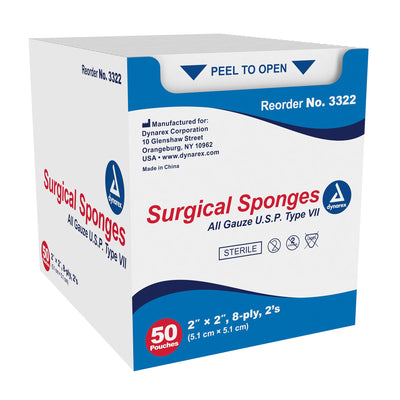 Dynarex® Sterile Gauze Sponge, 2 x 2 Inch, 1 Box (General Wound Care) - Img 1