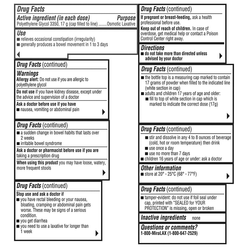 MiraLAX® Polyethylene Glycol 3350 Laxative, 1 Each (Over the Counter) - Img 4