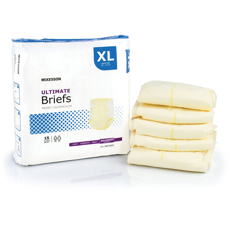 McKesson Ultimate Maximum Absorbency Incontinence Brief, Extra Large, 1 Bag of 15 () - Img 1