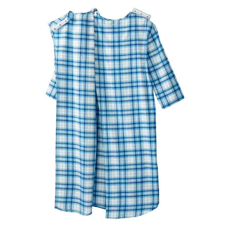 Silverts® Shoulder Snap Patient Exam Gown, X-Large, Turquoise Plaid, 1 Each (Gowns) - Img 3