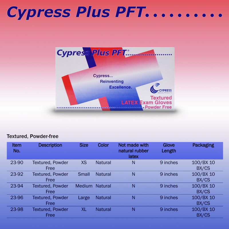 Cypress Plus® PFT Latex Standard Cuff Length Exam Glove, Extra Large, Ivory, 1 Box of 100 () - Img 3