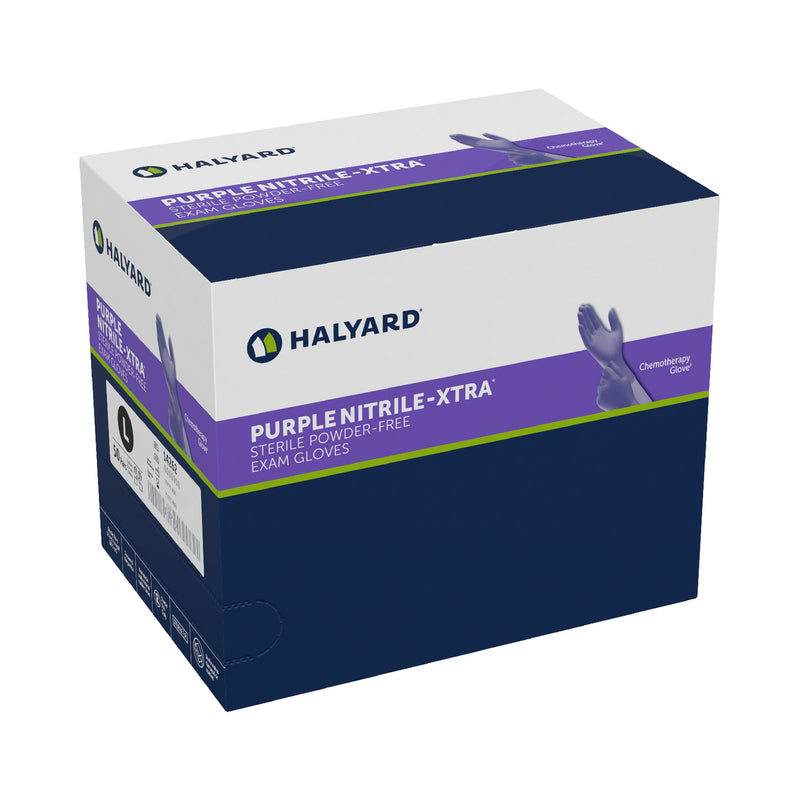 Purple Nitrile-Xtra™ Nitrile Extended Cuff Length Exam Glove, Large, 1 Box of 50 () - Img 2
