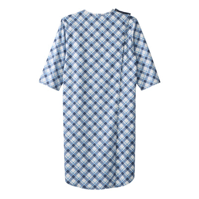 Silverts® Shoulder Snap Patient Exam Gown, Medium, Diagonal Blue Plaid, 1 Each (Gowns) - Img 2