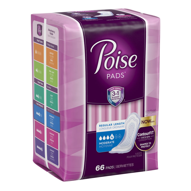 Poise® Moderate Bladder Control Pad, Regular Length, 1 Pack of 66 () - Img 3