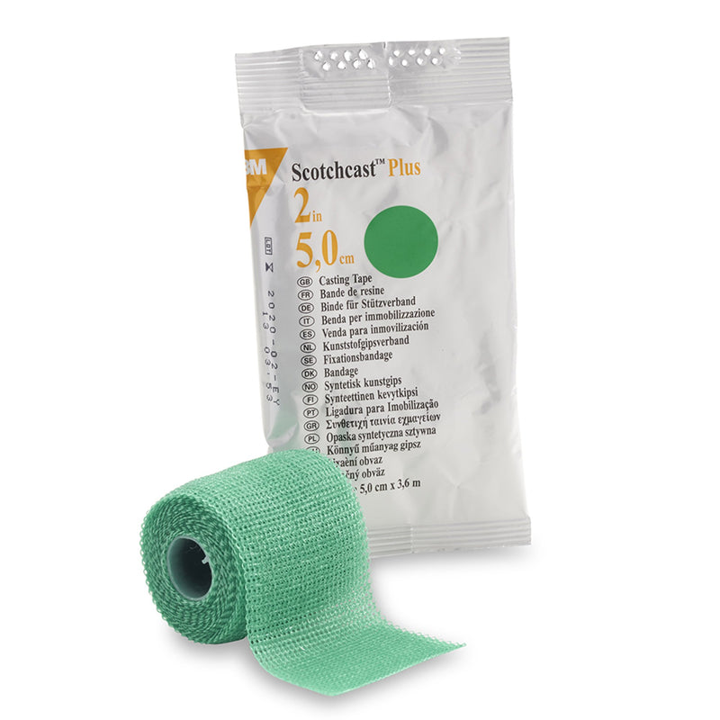 3M™ Scotchcast™ Plus Cast Tape, Green, 2 Inch x 4 Yards, 1 Case of 10 (Casting) - Img 1