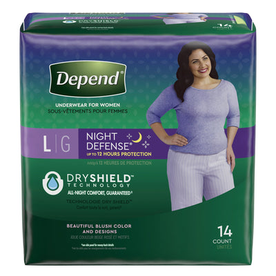 Depend® Night Defense® Absorbent Underwear, Large, 1 Pack of 14 () - Img 1