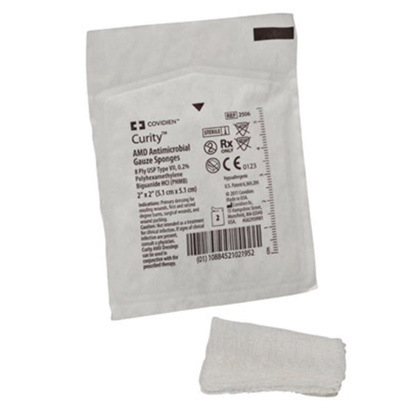 Curity™ AMD™ Sterile Antimicrobial Gauze Sponge, 2 x 2 Inch, 1 Case of 1500 (General Wound Care) - Img 1