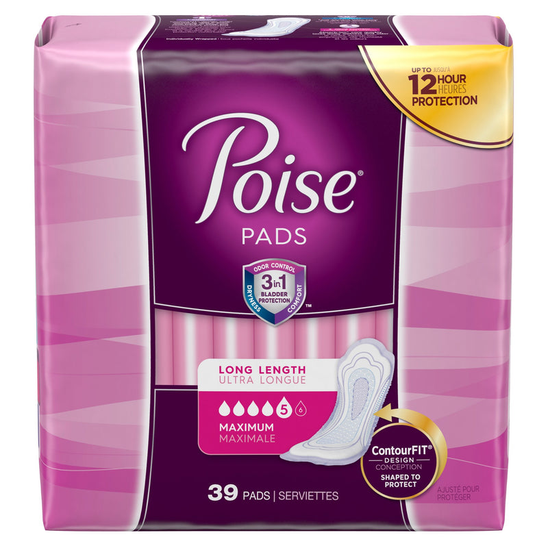 Poise® Maximum Bladder Control Pad, 14.6 Inch Length, 1 Pack of 39 () - Img 1