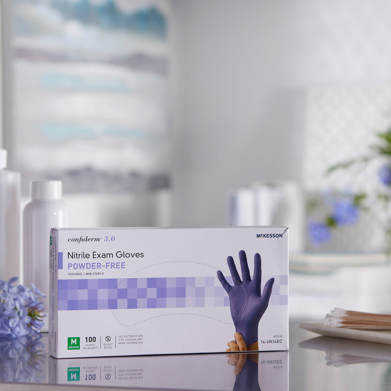 McKesson Confiderm® 3.0 Nitrile Exam Glove, Medium, Blue, 1 Box of 100 () - Img 6