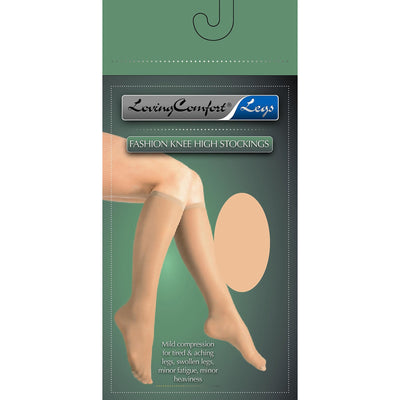 Loving Comfort® Mild Anti-Embolism Knee-High Stockings, Medium, Beige, 1 Pair of 2 (Compression Garments) - Img 1