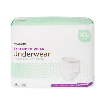 McKesson Extended Wear Maximum Absorbent Underwear, Extra Large, 1 Bag of 12 () - Img 3