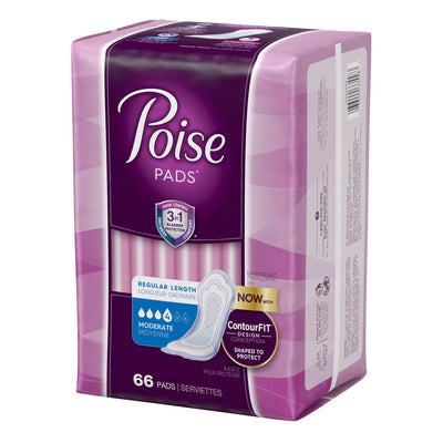 Poise® Moderate Bladder Control Pad, Regular Length, 1 Pack of 66 () - Img 2