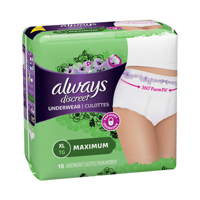 Always® Discreet Maximum Absorbent Underwear, Extra Large, 1 Pack of 15 () - Img 1