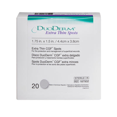 DuoDerm® Extra Thin Spot Hydrocolloid Dressing, 1½ x 1¾ Inch, 1 Box of 20 (Advanced Wound Care) - Img 2