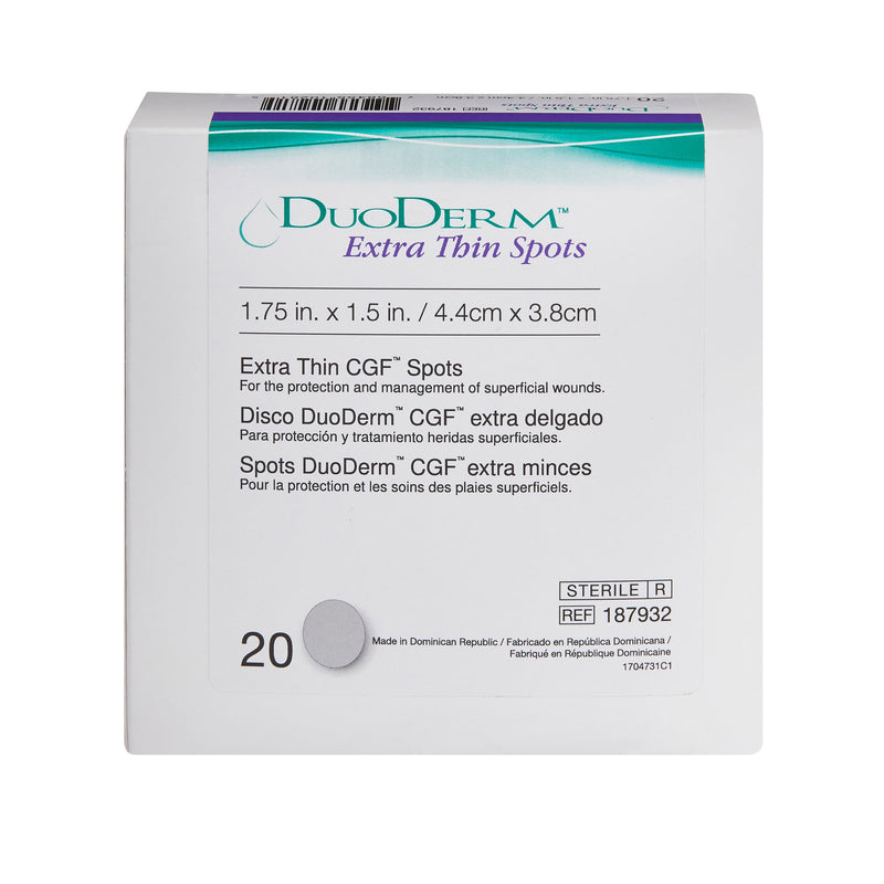 DuoDerm® Extra Thin Spot Hydrocolloid Dressing, 1½ x 1¾ Inch, 1 Box of 20 (Advanced Wound Care) - Img 2