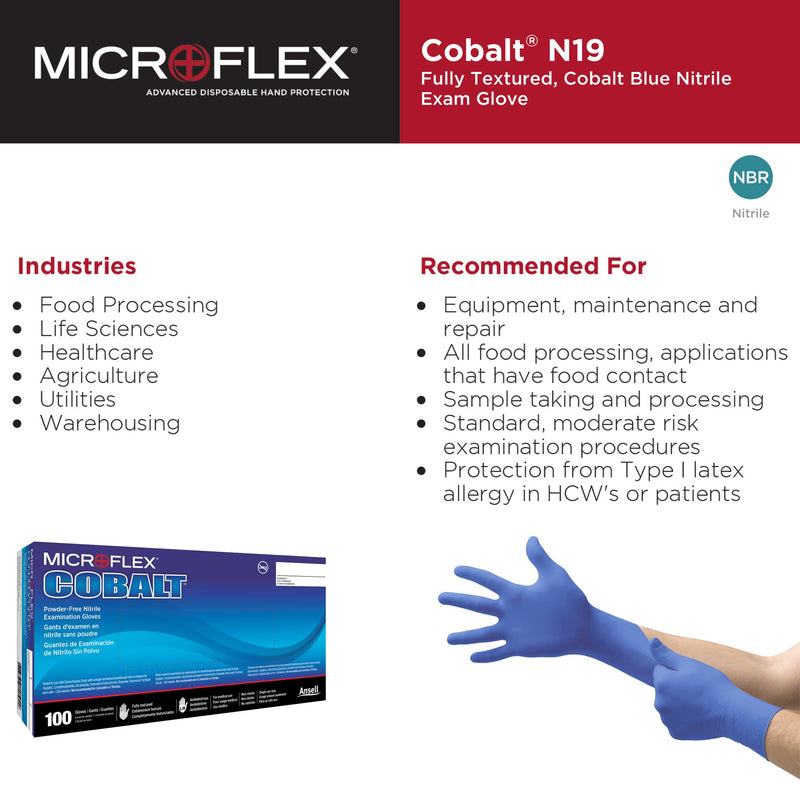 Microflex® Cobalt® Exam Glove, Large, Blue, 1 Box of 100 () - Img 4