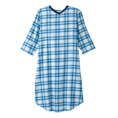 Silverts® Shoulder Snap Patient Exam Gown, Large, Turquoise Plaid, 1 Each (Gowns) - Img 1