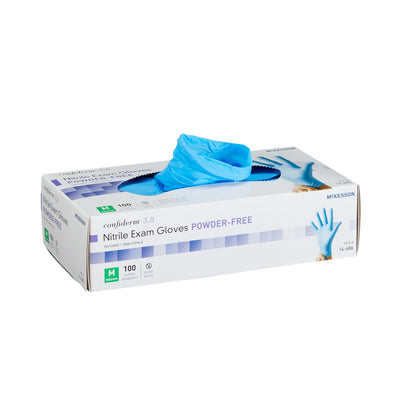 McKesson Confiderm® 3.8 Nitrile Exam Glove, Medium, Blue, 1 Box of 100 () - Img 1