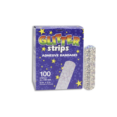 Glitter™ Stat Strip® Kid Design (Glitter Stars and Stripes) Adhesive Strip, 3/4 x 3 Inch, 1 Case of 1200 (General Wound Care) - Img 1