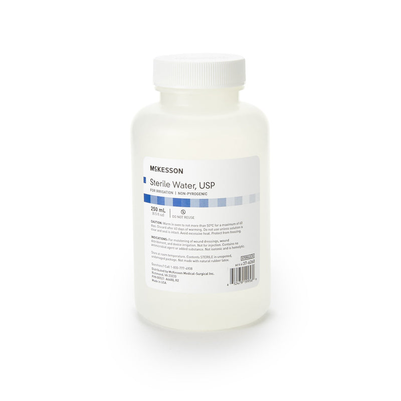 McKesson Sterile Water Irrigation Solution, 250 mL Bottle, 1 Case of 24 () - Img 1