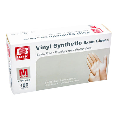 Basic® Vinyl Exam Glove, Medium, White, 1 Box () - Img 1