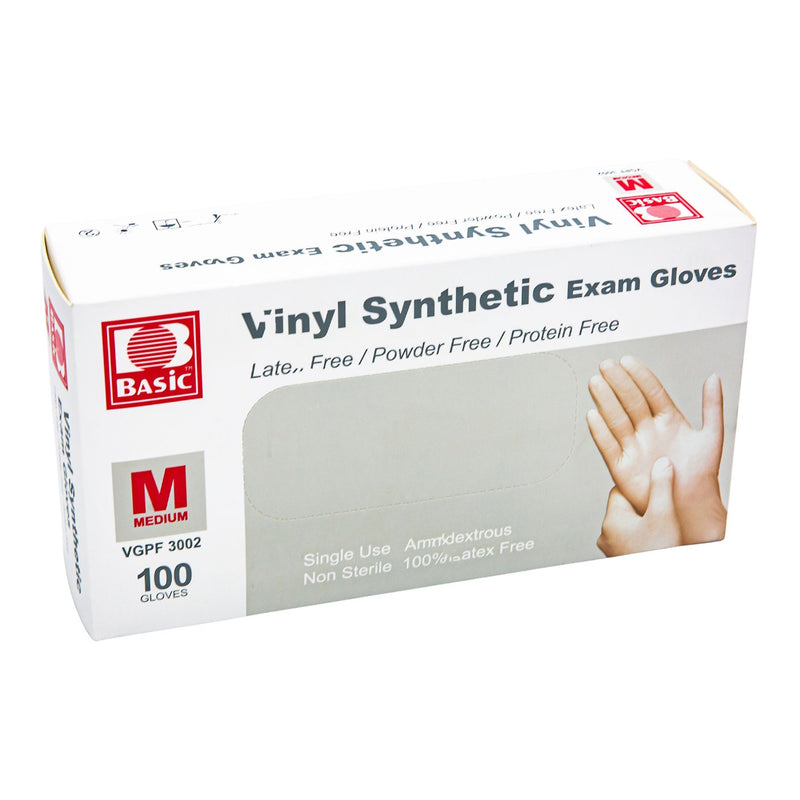 Basic® Vinyl Exam Glove, Medium, White, 1 Box () - Img 1