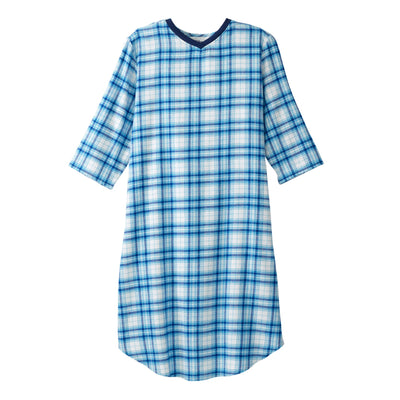 Silverts® Shoulder Snap Patient Exam Gown, Small, Turquoise Plaid, 1 Each (Gowns) - Img 1