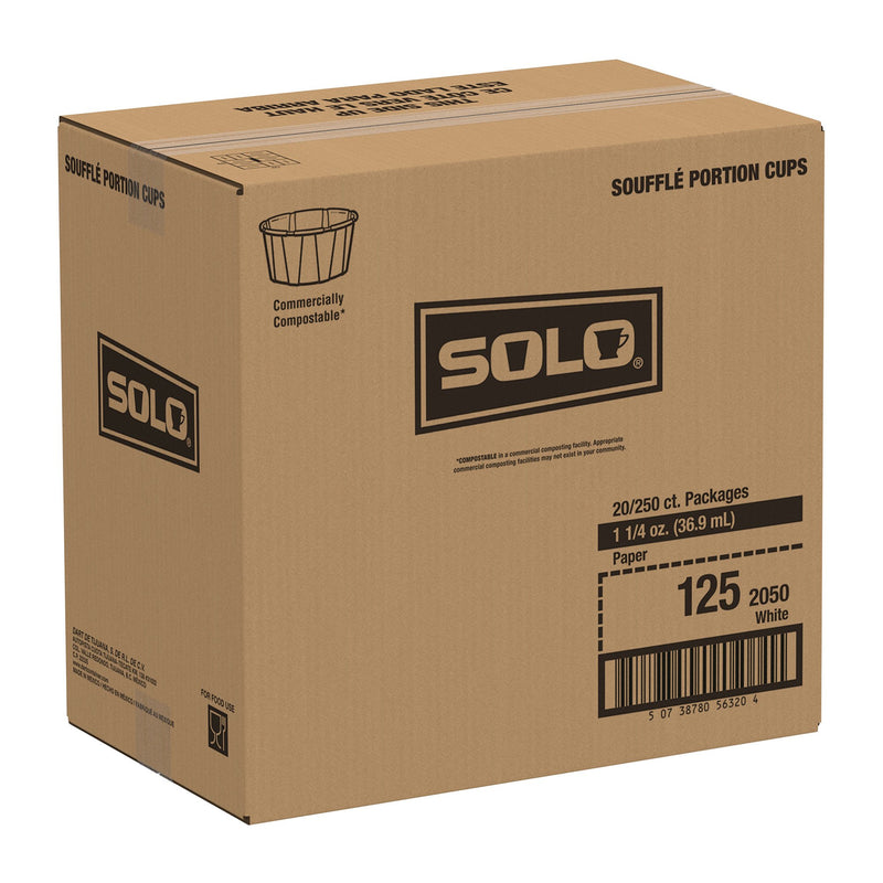 Solo Paper Souffle Cup, White, Disposable, 1.25 oz, 1 Case of 5000 (Drinking Utensils) - Img 5