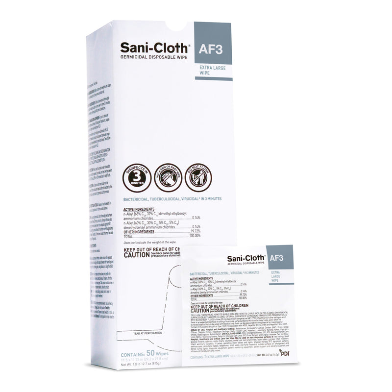 Sani-Cloth® AF3 Surface Disinfectant Cleaner Wipes, X-Large Individual Packet, 1 Case of 150 (Cleaners and Disinfectants) - Img 1